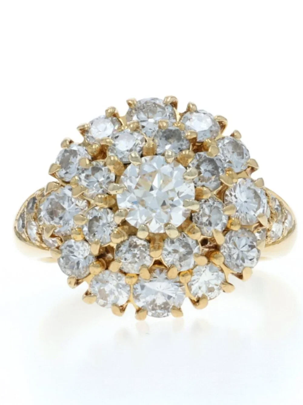 Van Cleef & Arpels Diamond Cluster Cocktail Ring YellowGold 18k European 2.68ctw